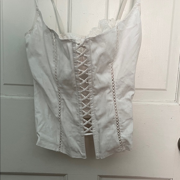 NWT Victoria's Secret White Lace-Up Corset Top - Picture 2 of 4